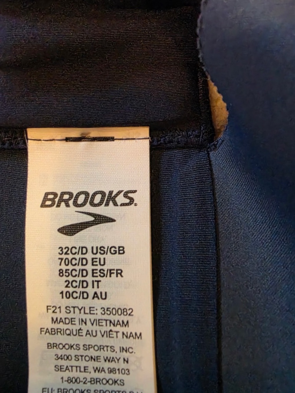 Brooks NWT 32c/D Women’s Crisscross Back Sports Bra - Navy - Picture 4 of 4